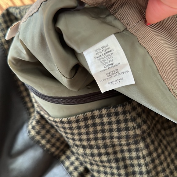 J crew green houndstooth wool and leather skirt - Picture 4 of 5